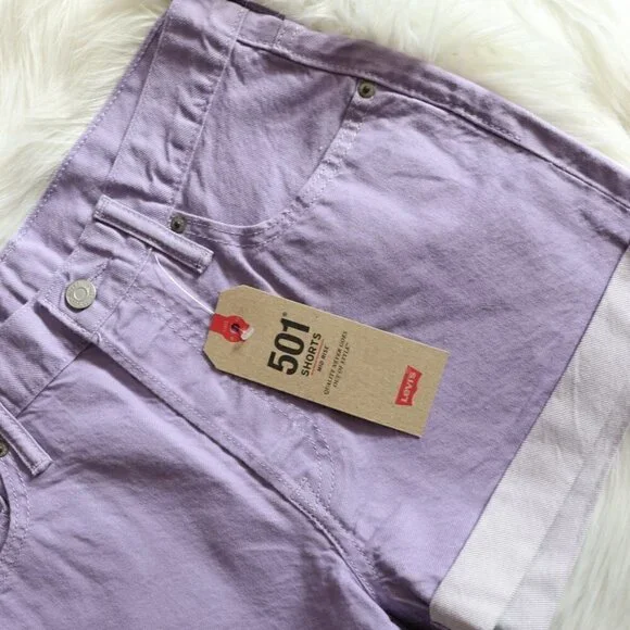 NEW Levi's Denim Shorts 501 Purple Size 29 - Picture 2 of 5